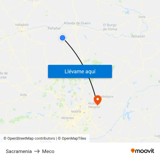 Sacramenia to Meco map