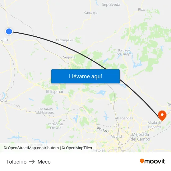 Tolocirio to Meco map