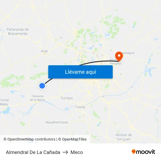 Almendral De La Cañada to Meco map
