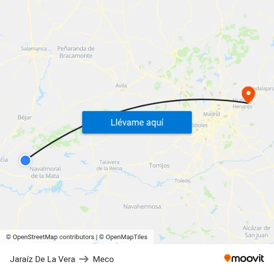 Jaraíz De La Vera to Meco map