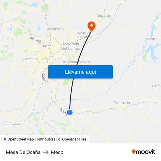 Mesa De Ocaña to Meco map