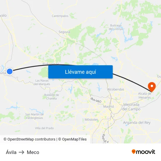 Ávila to Meco map