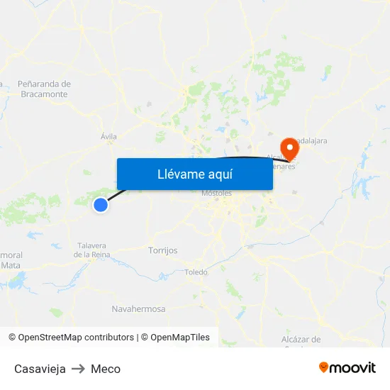 Casavieja to Meco map
