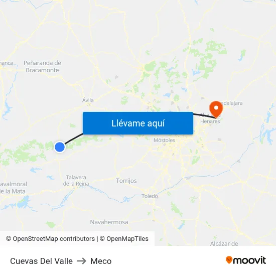 Cuevas Del Valle to Meco map