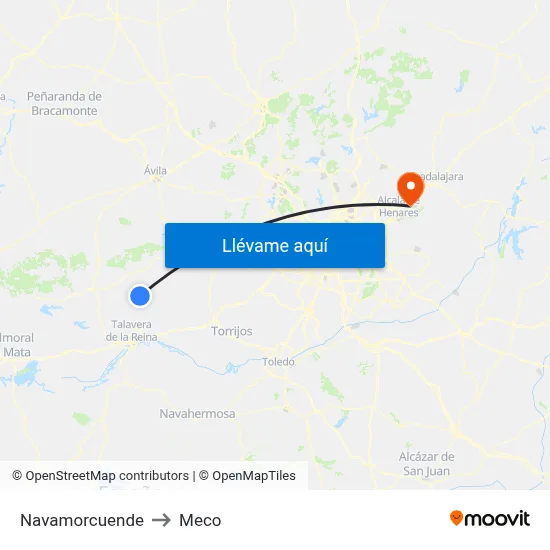 Navamorcuende to Meco map