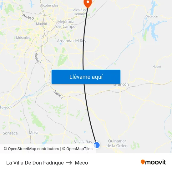 La Villa De Don Fadrique to Meco map