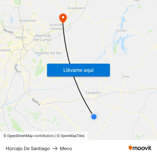 Horcajo De Santiago to Meco map