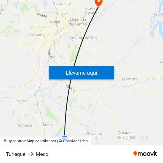 Turleque to Meco map