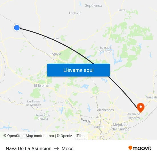 Nava De La Asunción to Meco map