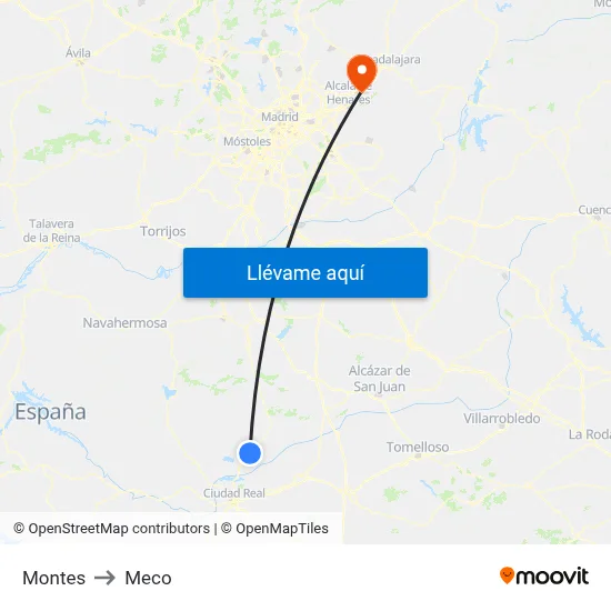 Montes to Meco map