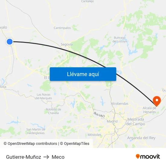 Gutierre-Muñoz to Meco map