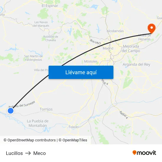 Lucillos to Meco map