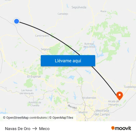 Navas De Oro to Meco map
