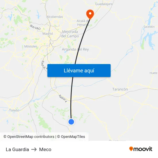La Guardia to Meco map