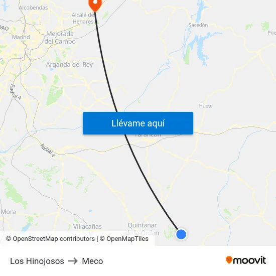 Los Hinojosos to Meco map