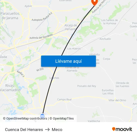 Cuenca Del Henares to Meco map