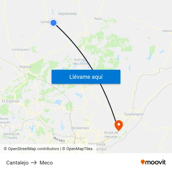 Cantalejo to Meco map