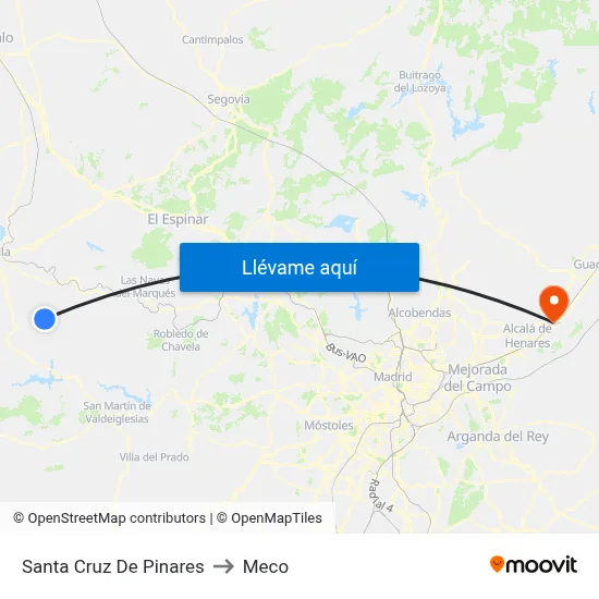 Santa Cruz De Pinares to Meco map