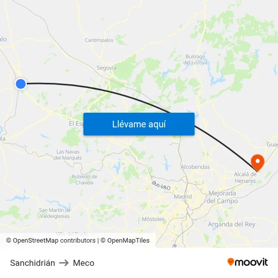 Sanchidrián to Meco map