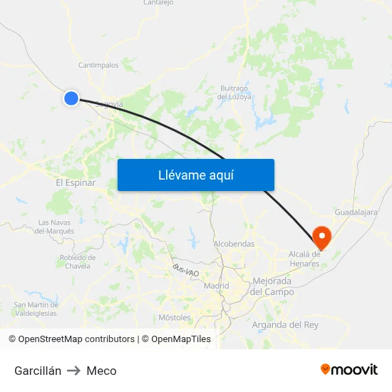 Garcillán to Meco map