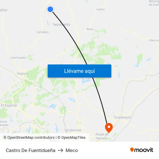 Castro De Fuentidueña to Meco map