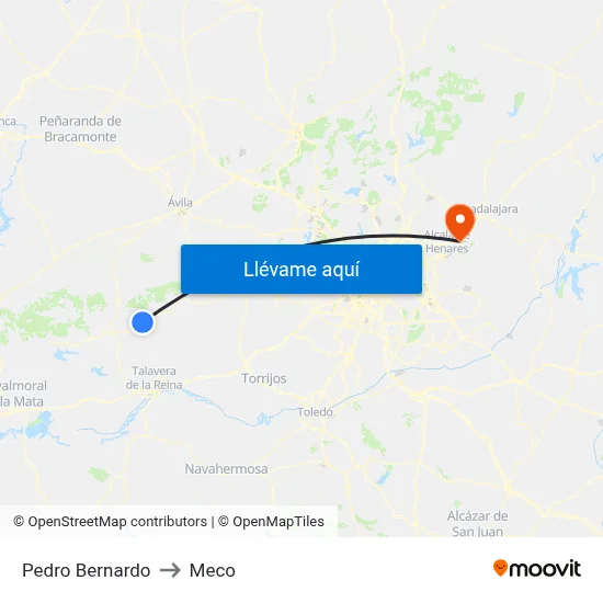 Pedro Bernardo to Meco map