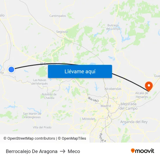 Berrocalejo De Aragona to Meco map