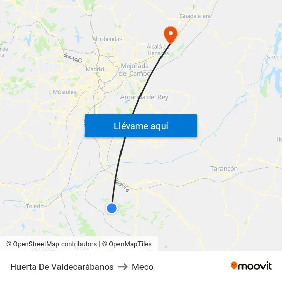 Huerta De Valdecarábanos to Meco map