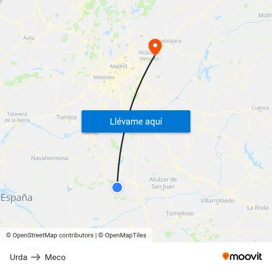 Urda to Meco map