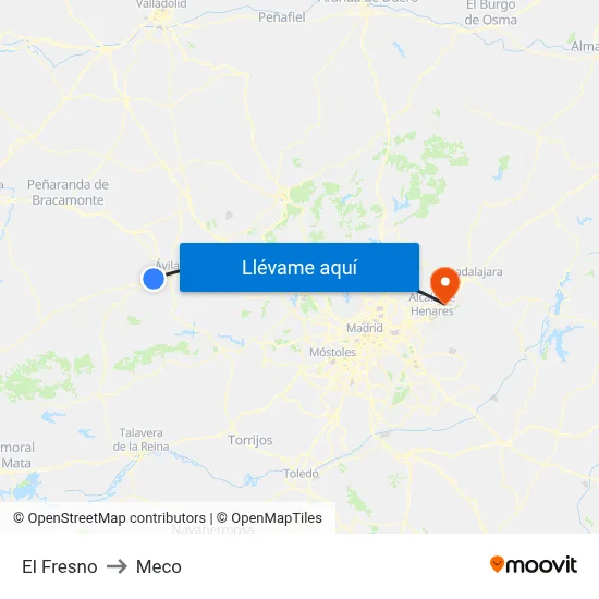 El Fresno to Meco map