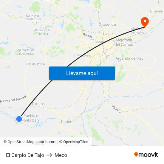 El Carpio De Tajo to Meco map