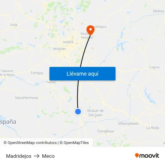 Madridejos to Meco map