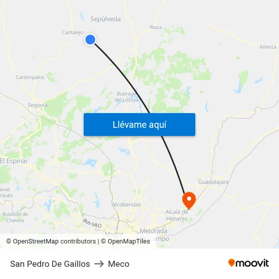 San Pedro De Gaíllos to Meco map