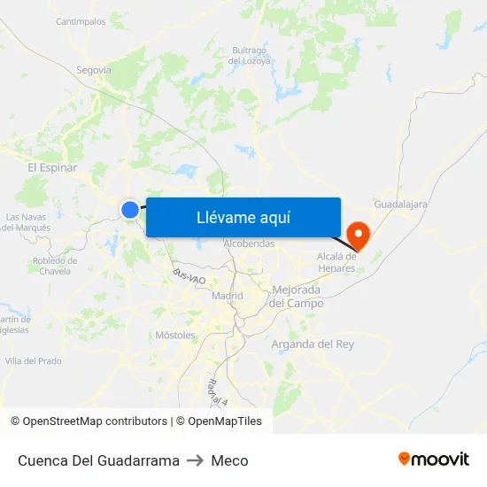Cuenca Del Guadarrama to Meco map
