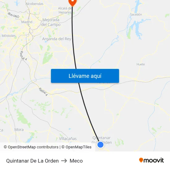 Quintanar De La Orden to Meco map