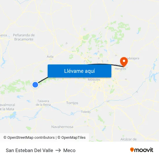 San Esteban Del Valle to Meco map
