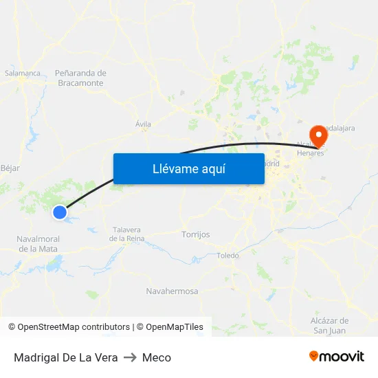 Madrigal De La Vera to Meco map