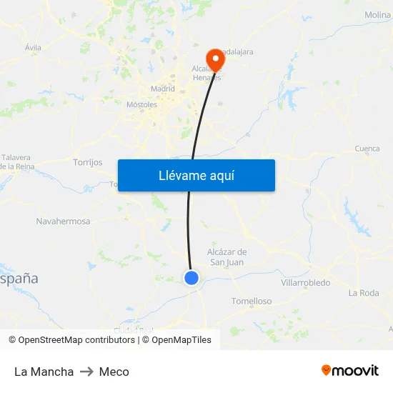 La Mancha to Meco map