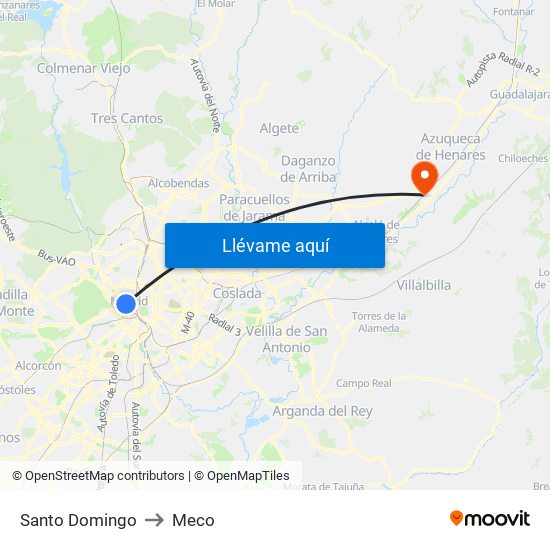 Santo Domingo to Meco map