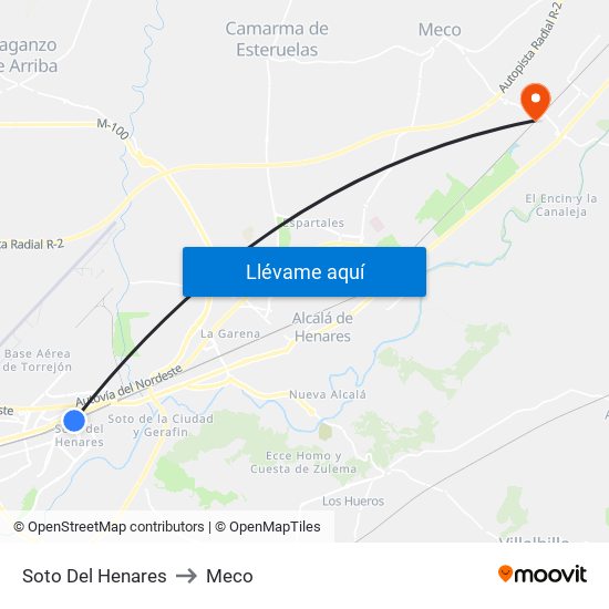 Soto Del Henares to Meco map