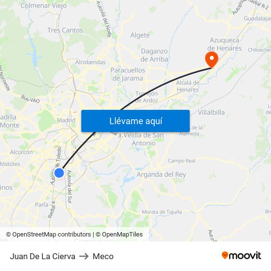 Juan De La Cierva to Meco map
