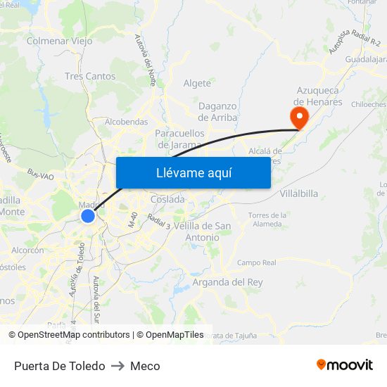 Puerta De Toledo to Meco map