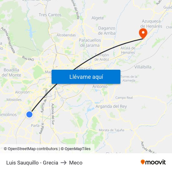 Luis Sauquillo - Grecia to Meco map