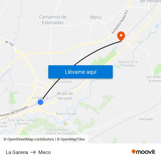 La Garena to Meco map