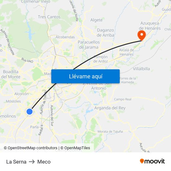La Serna to Meco map