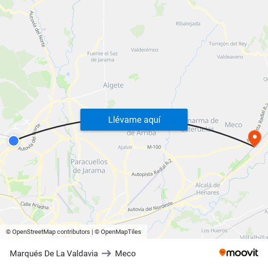 Marqués De La Valdavia to Meco map