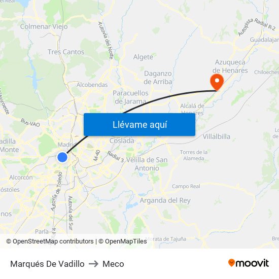 Marqués De Vadillo to Meco map