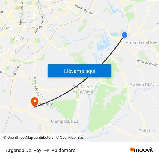 Arganda Del Rey to Valdemoro map
