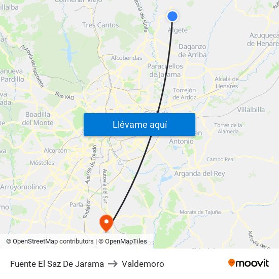 Fuente El Saz De Jarama to Valdemoro map