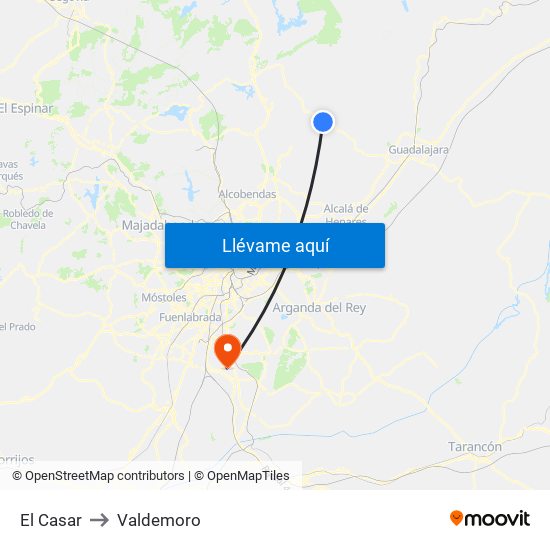 El Casar to Valdemoro map